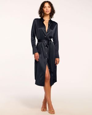 Ramy Brook Victoria Silk Button Down Midi Dress - Blue