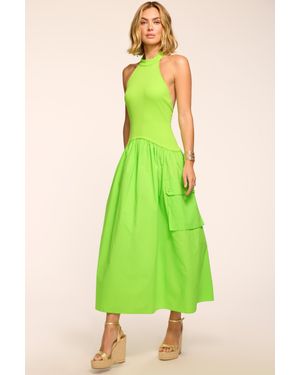 Ramy Brook Simonne High Neck Combo Midi Dress - Green