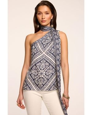 Ramy Brook Lowell Printed One-Shoulder Top - White