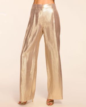 Ramy Brook Izzy Silk Lamé Wide Leg Pant - Natural