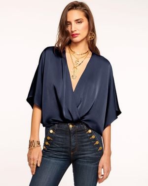 Ramy Brook Mckinley V-Neck Bodysuit - Blue