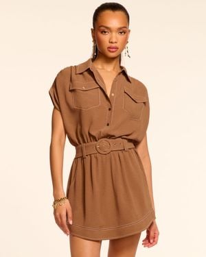 Ramy Brook Bess Stitched Belted Mini Dress - Brown