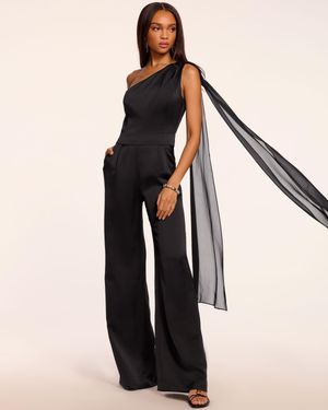 Ramy Brook Genny One-Shoulder Wide Leg Jumpsuit - Black