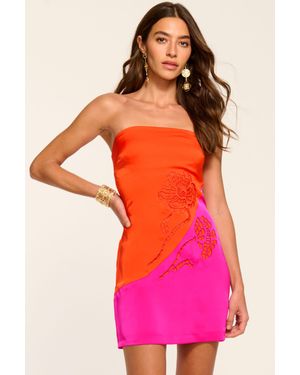 Ramy Brook Gerrie Colorblock Strapless Mini Dress - Red