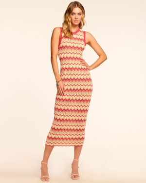 Ramy Brook Declan Metallic Knit Midi Dress - Orange