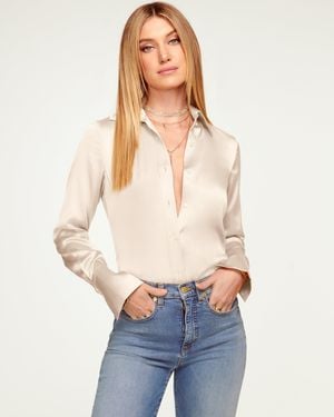 Ramy Brook Victoria Silk Button Down Blouse - White
