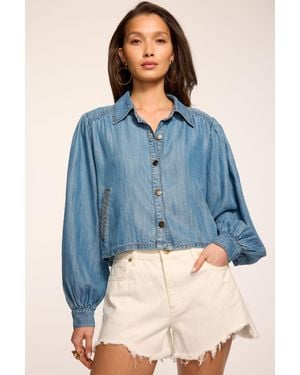 Ramy Brook Aisla Chambray Cropped Jacket - Blue