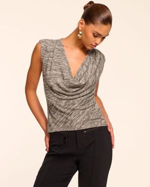 Ramy Brook Azul Lurex Knit Cowl Neck Top - Black
