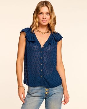 Ramy Brook Silvia Chiffon Flutter Sleeve Blouse - Blue