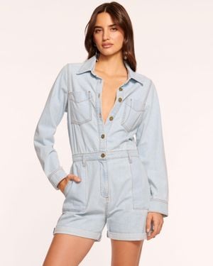 Ramy Brook Lavinia Relaxed Denim Romper - Gray