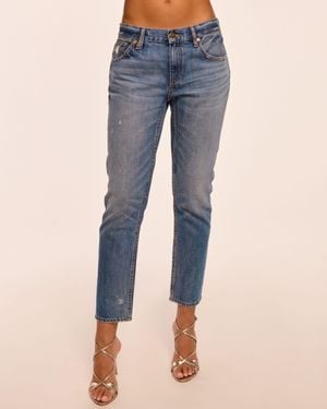 Ramy Brook Milla Distressed Low-Rise Tapered Jean - Blue