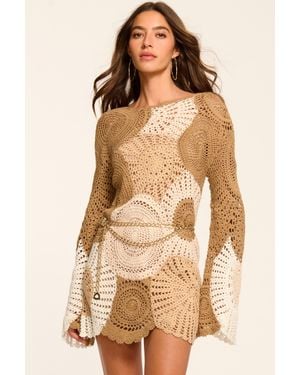 Ramy Brook Carina Crochet Colorblock Mini Dress - Natural