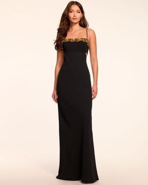 Ramy Brook Helen Floral Embellished Sleeveless Gown - Black