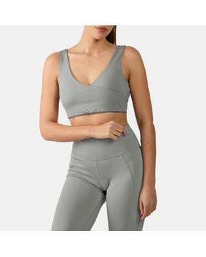 Reebok Lux Peached V-Neck Sports Bra - Grey