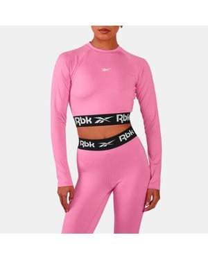 Reebok Id Train Cutout Long Sleeve Top - Pink