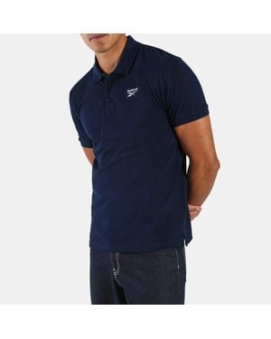 Reebok Polo Da Uomo A Manica Corta Blaze Ricamata, Taglia - Blu