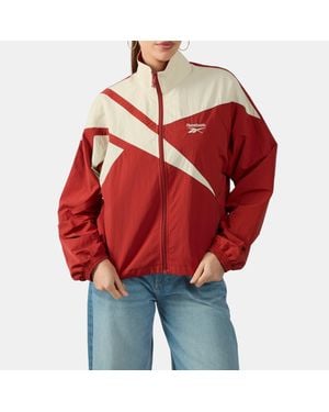 Reebok Giacca Sportiva Icon Open Hem Tracktop Da Donna, Taglia - Rosso