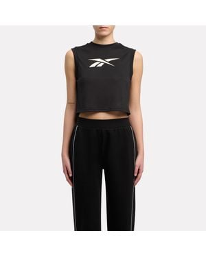 Reebok Id Train Logo Cropped Sleeveless T-Shirt - Black