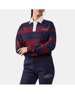 Reebok Elevated Varsity Cropped Rugby T-Shirt - Blue