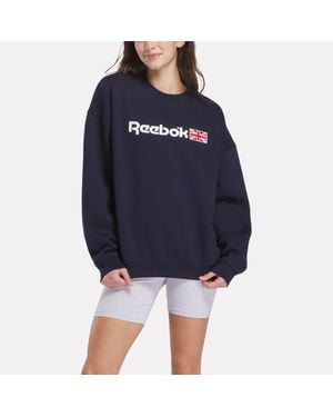 Reebok Logo Rundhals-Sweatshirt, Größe - Blau