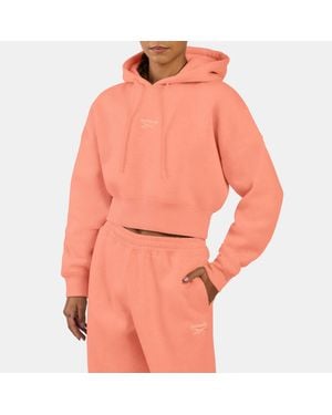 Reebok Sudadera Con Capucha Recortada Esenciales Del Armario, Tamaño - Naranja