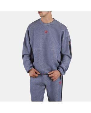 Reebok Sudadera Con Cuello Redondo Para Hombre Dreamblend Spacer, Hombre, Tamaño - Azul