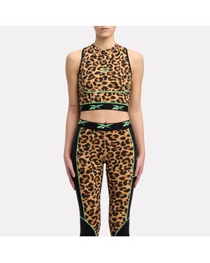 Reebok Sport Street Animal-Print Crop Bralette - Metallic