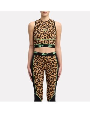 Reebok Sport Street Animal-Print Crop Sports Bra Top - Metallic