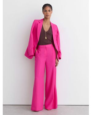 Reiss Wide-Leg Pintuck Trousers With Linen - Pink