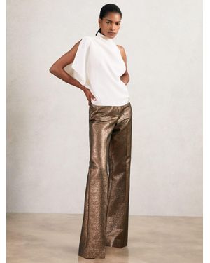 Reiss Sienna Flare Sparkle Patch-Pocket Flared Trousers - Natural