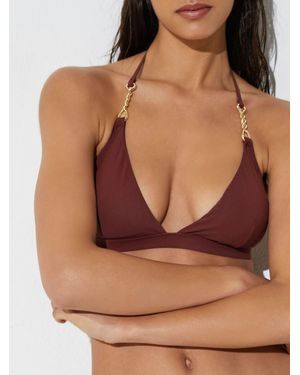 Reiss Triangle Hardware-Trim Bikini Top - Brown