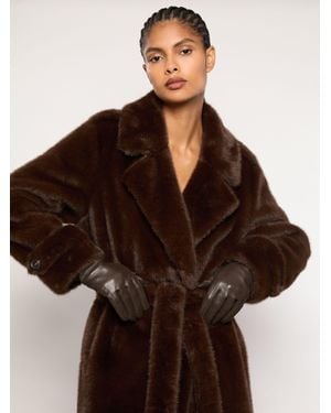 Reiss Giselle - Chocolate Leather Gloves, S-m (us 4-10) - Brown