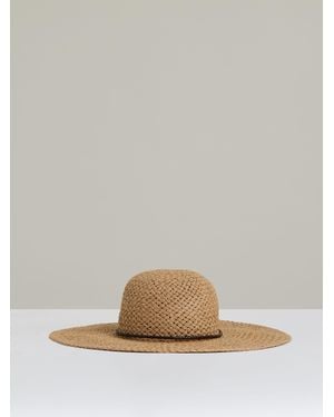 Reiss Paper Woven Wide Brim Straw Hat - Brown