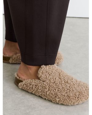 Reiss Curly Borg Mule Slippers - Natural