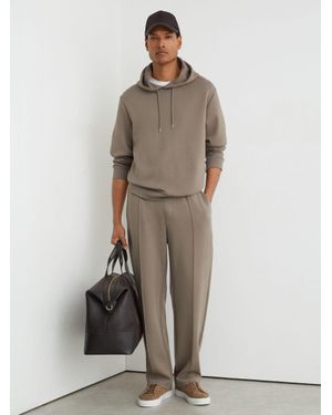 Reiss Premium Interlock Hoodie - Natural