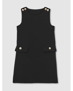 Reiss Button-Detail Sleeveless Shift Dress, Yrs - Black