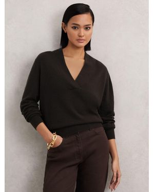 Reiss Mia - Chocolate Brown Jumper, Xs - Black