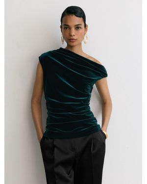 Reiss Velvet Off-Shoulder Top - Black