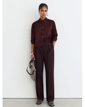 Reiss Cotton Cropped Long-Sleeve Shirt - Red