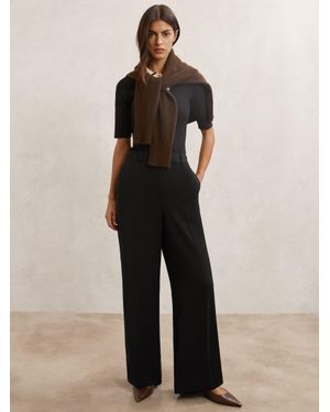 Reiss Margeaux - Black Wide-leg Tailored Trousers, Us 8 L - Natural