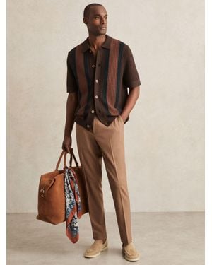 Reiss Cotton Textured-Knit Stripe Shirt - Natural