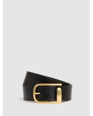 Reiss Iyla - Black Leather Half Keeper Belt, Large (us 12-14)