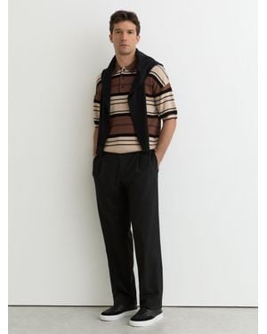 Reiss Stripe Knit Half-Button Polo Shirt - Multicolour