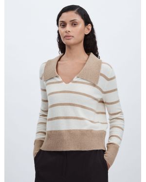 Madeleine Thompson Cashmere Open Collar Striped Jumper - Grey