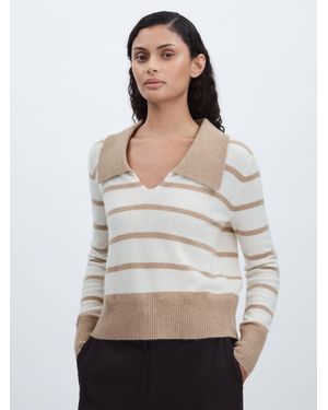 Madeleine Thompson Cashmere Open Collar Striped Jumper - Grey