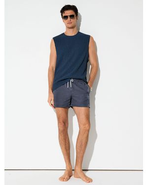 Reiss Breeze - Steel Blue Piped Drawstring Swim Shorts, Xl