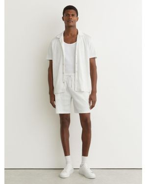 Reiss Textured-Wave Drawstring Shorts - White