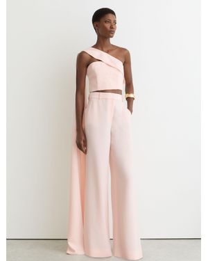 Reiss Wide-Leg Tailored Trousers - Pink