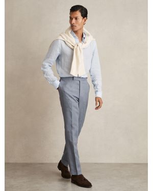 Reiss Linen Slim-Fit Suit Trousers - Natural