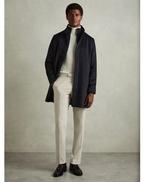 Reiss Wool-Blend Hybrid Coat - Blue